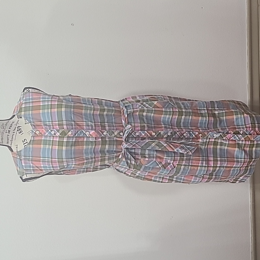 Brooks Brothers plaid knee-length dress 100% cotton.